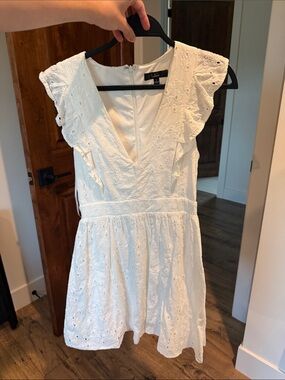 Lulu's White Eyelet Ruffle Sleeve Mini Dress